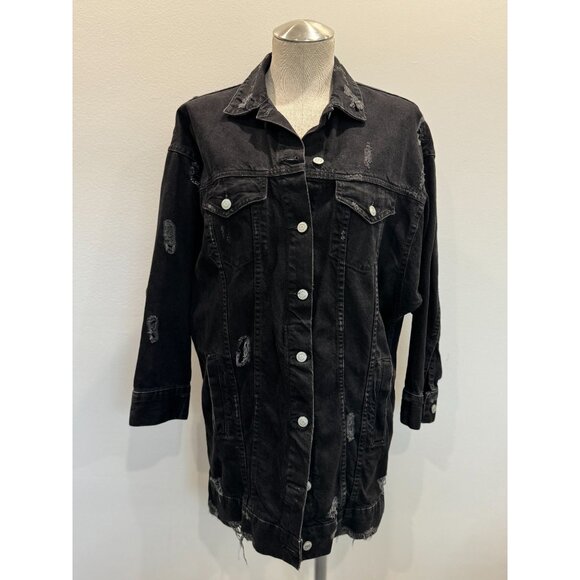 Zara Distressed Oversized Denim Jacket Size S - Picture 1 of 5